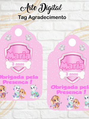 Arte digital tag agradecimento patrulha canina menina