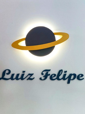 Planeta saturno led e nome 3d personalizado mdf
