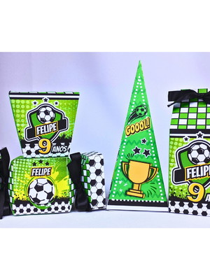 Kit 20 caixinhas futebol personalizado com lacinhos