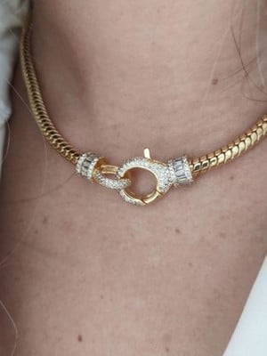 Choker rabo de rato 8mm banho de ouro