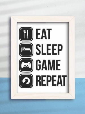 Quadro decorativo eat sleep game repeat gamer