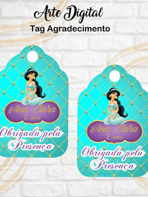 Arte digital tag agradecimento princesa jasmine
