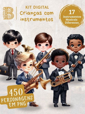 Kit digital 450 ilustrações meninos com 17 instrumentos