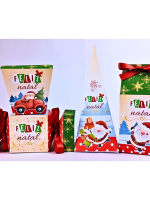 Kit 20 caixinhas natal personalizado com lacinhos