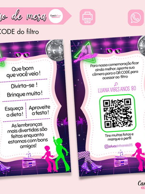 Cartão de mesa: agradecimento, e qr code da moldura