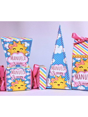 Kit 20 caixinhas raio de sol personalizado com lacinhos