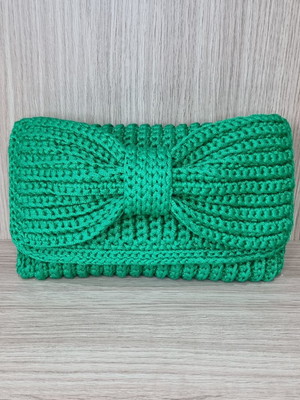 Bolsa clutch laço verde