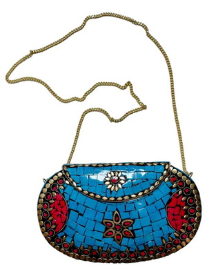 Clutch de festa bolsa indiana em pedras naturais