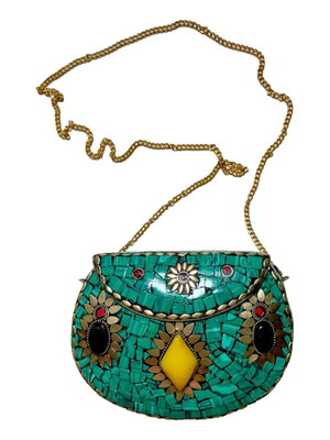 Clutch de festa bolsa indiana em pedras naturais