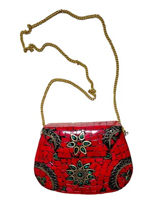 Clutch de festa bolsa indiana em pedras naturais