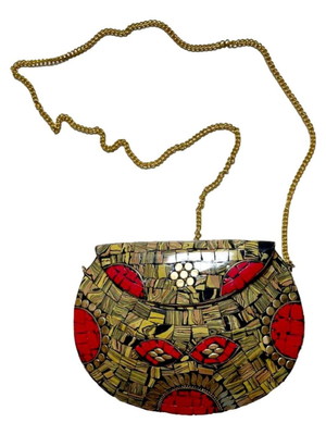 Clutch de festa bolsa indiana em pedras naturais