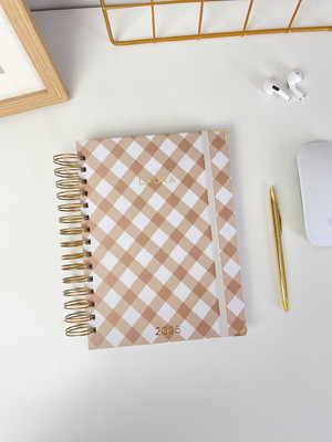Planner personalizado datado 2025 | xadrez mostarda