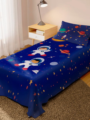 Jogo de cama astronauta solteiro roupa lençol e fronha