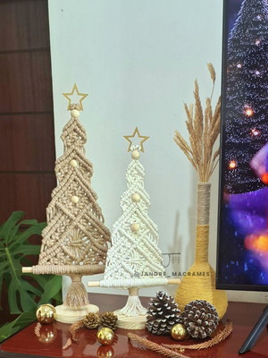 Árvore de natal de macramê, árvore de natal de mesa.