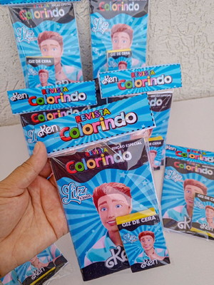 20 kit colorir 10x15 + giz, personalizado, ken.