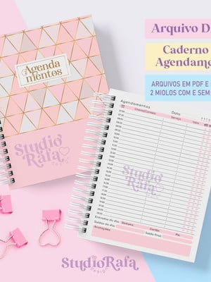 Caderno agendamento permanente rosa - arquivo digital