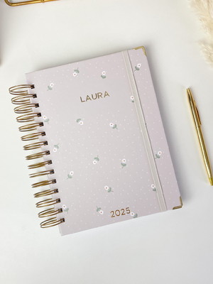 Agenda de agendamentos 2025 | floral bolinhas nude