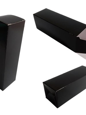 Caixa 11x3,5x3,5cm preta p/ frasco 30ml. conta gota 10 unid.