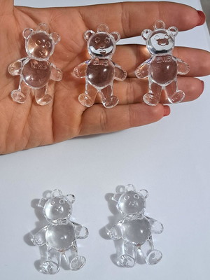Urso de acrilico pingentes transparente 5×3cm com 10 pcs