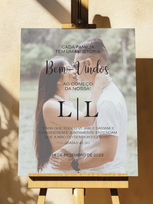 Placa recepção casamento foto dos noivos personalizada