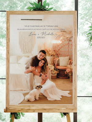 Placa casamento bem-vindos foto dos noivos personalizada