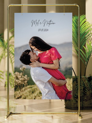 Placa casamento bem-vindos foto dos noivos personalizada