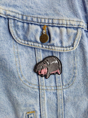 Bebe hipopótamo moodeng patches bordado termocolante