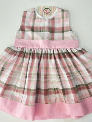 Vestido xadrez rosa infantil