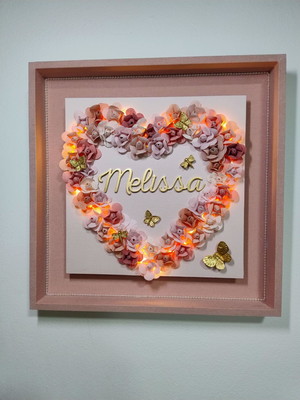 Quadro porta maternidade floral com led