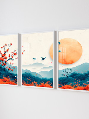 Quadro paisagem com a vista da lua em textura abstratas