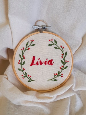Bordado personalizado - enfeite árvore de natal