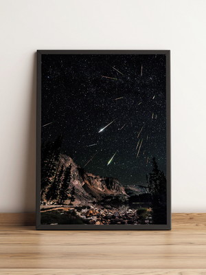Quadro com noite estrelada e chuva de meteoros 01