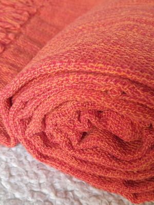 Manta tear solteiro algodão 1,40x2,20m laranja e vermelho