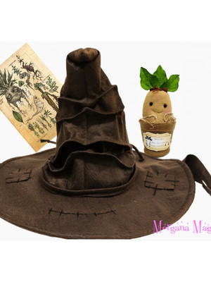 Chapéu seletor harry potter+mandrágora baby + mini poste