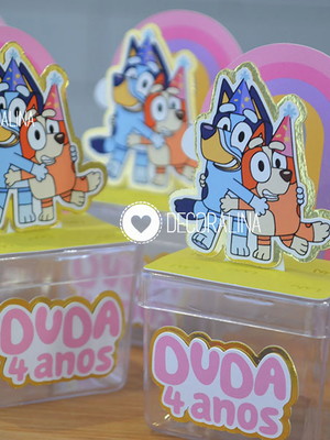 Lembrancinha bluey e bingo caixinha acrílica bluey e bingo