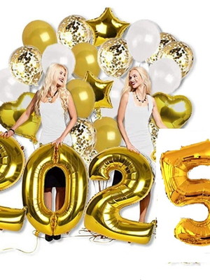 Kit decoração 2025 ano novo promoção dourado prata ou rosê