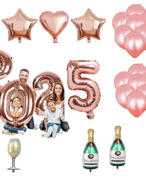 Kit decoração ano novo rosê balões 2025 reveillon gigante