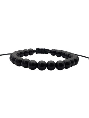 Pulseira masculina de bolinha preta 8mm
