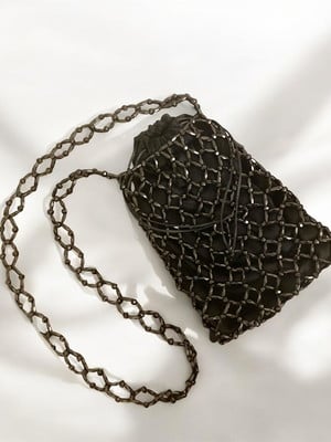 Bolsa de cristais pretos -clutch de festa brilho exclusiva