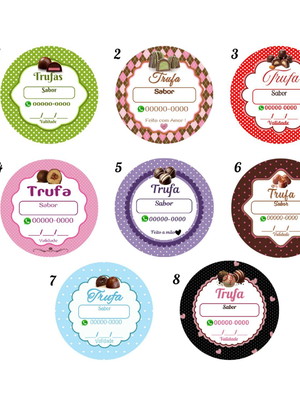 100 etiquetas adesivas personalizadas para trufas 3x3 cm