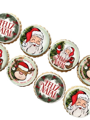Natal papai noel papel arroz redondo cortado comestível