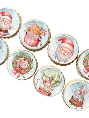 Natal papai noel papel de arroz redondo cortado comestível