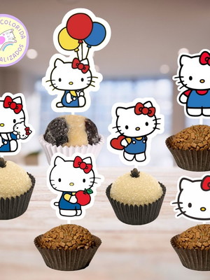 Toppers personalizados para docinho doces hello kitty red