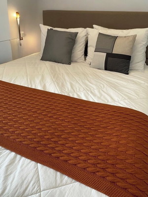Manta peseira de tricô luxo para cama casal queen decoração