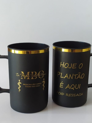 Canecas chopp verde fosco com borda formatura de medicina