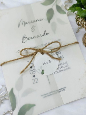 Convite de casamento em papel vegetal
