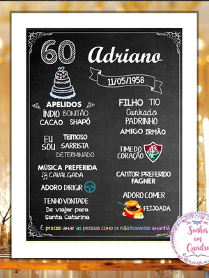 Quadro personalizado chalkboard aniversário de repente...