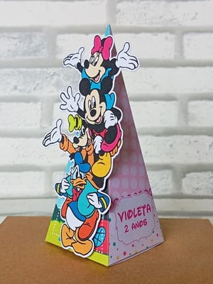 Caixa pirâmide turma do mickey rosa