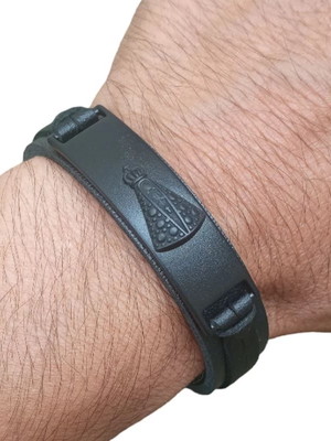 Pulseira masculina couro religiosa nossa senhora aparecida