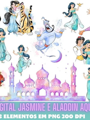 Kit digital jasmine e aladdin aquarela